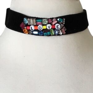 Anthropologie DANNIJO Milena Love Velvet Statement Choker Necklace